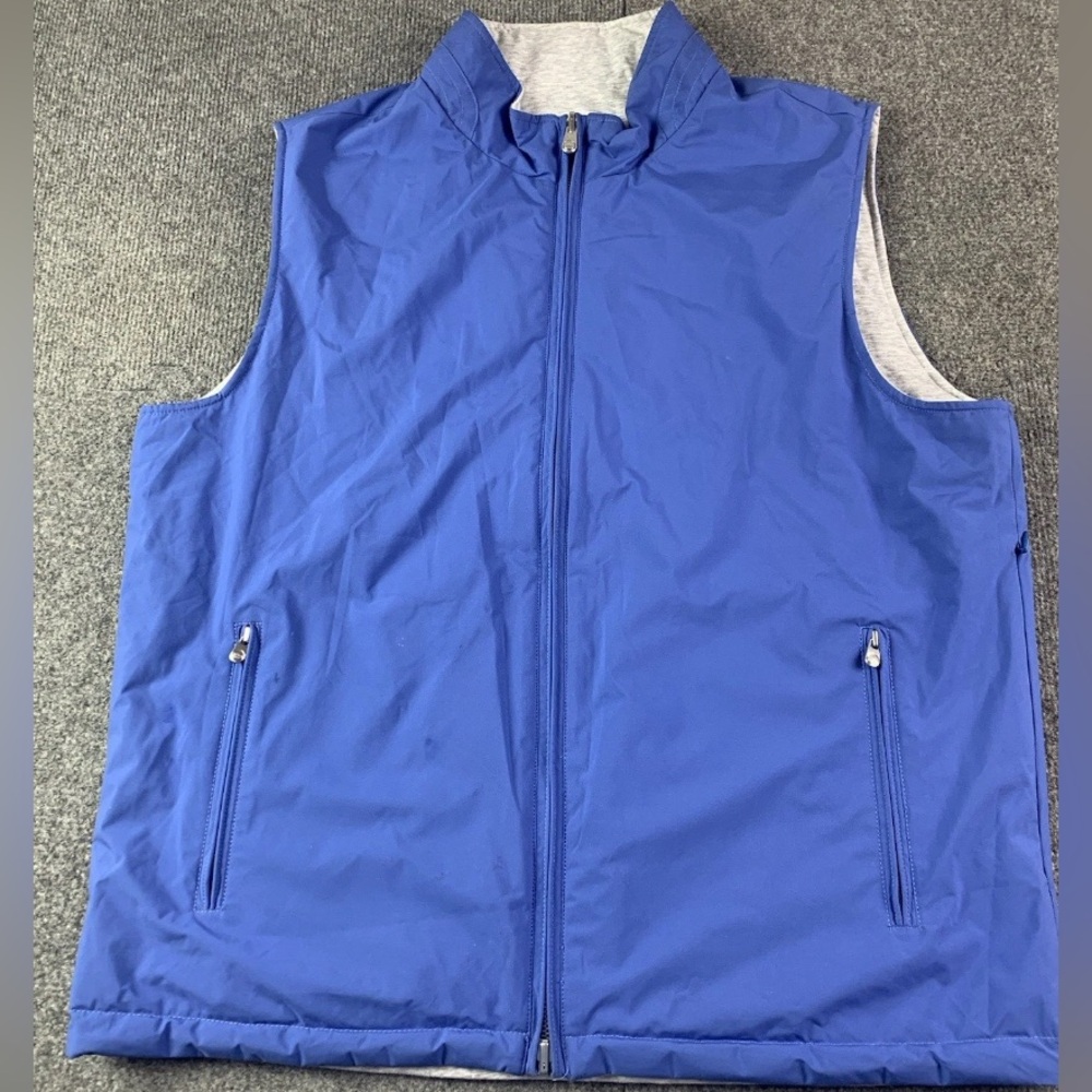 Peter Millar Mens Full Zip Reversible Golf Vest Size L Blue/Gray